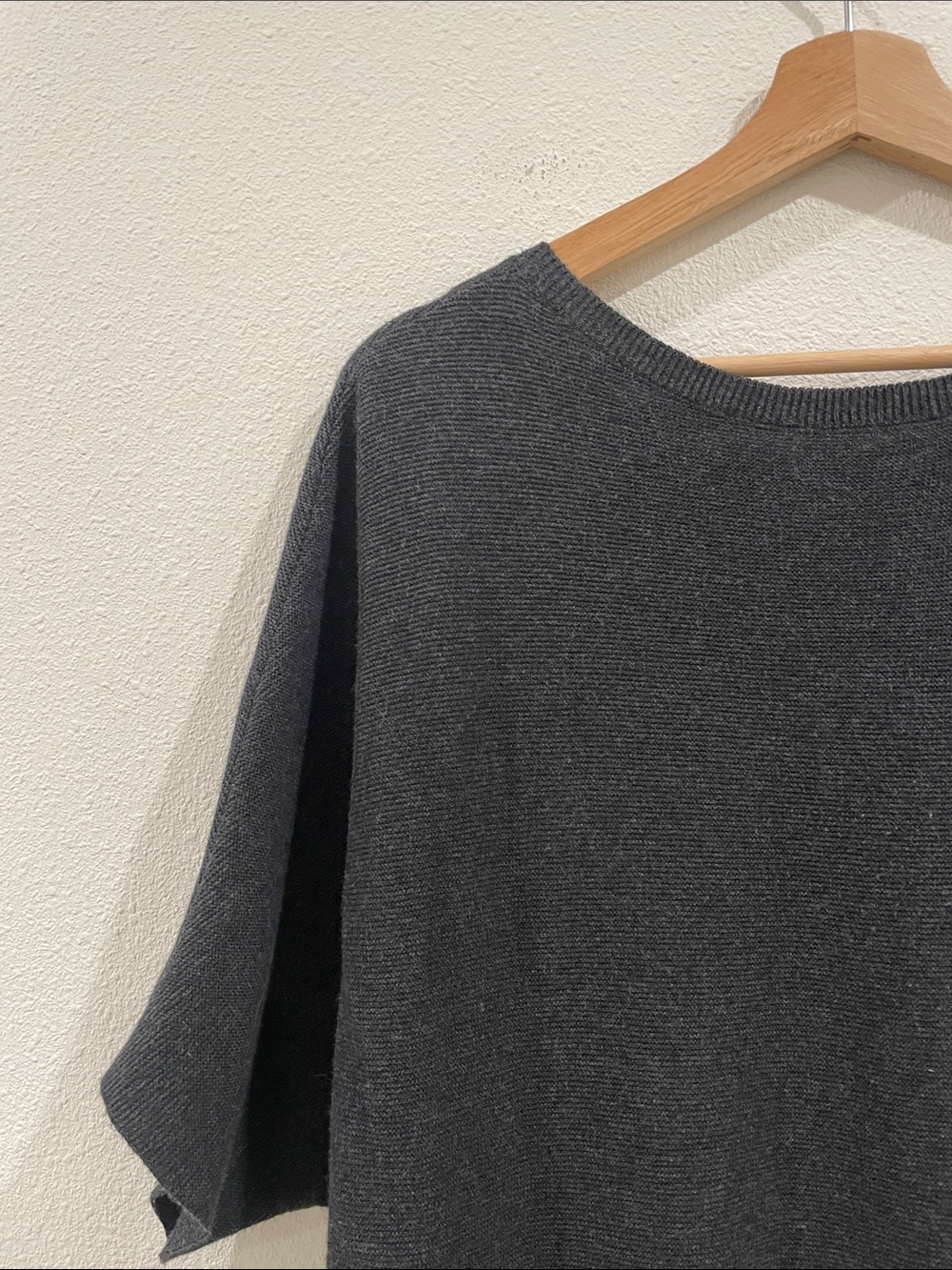 Quince Charcoal Gray Short-Sleeve Knit Sweater Cotton Cashmere Blend Medium - Picture 8 of 8